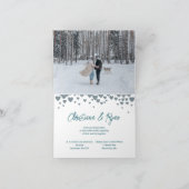 Invitation Saint-Valentin Mariage à thème, Coeurs verts Turqu (Intérieur)