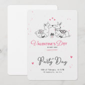 Invitation Saint-Valentin Minimaliste Rose Noir Blanc Mignon (Devant / Derrière)