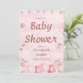 Invitation Saint Valentin Pink Baby Girl Douche (Debout devant)