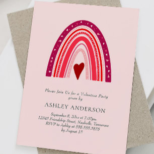 Invitation Saint Valentin Pink Boho Rainbow