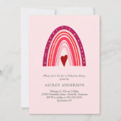 Invitation Saint Valentin Pink Boho Rainbow (Devant)