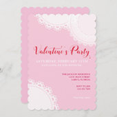 Invitation Saint Valentin Pink Doilies Party (Devant / Derrière)