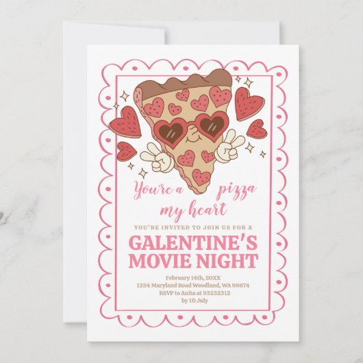 Invitation Saint Valentin Pizza Party (Devant)
