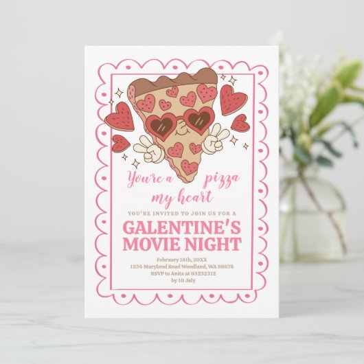 Invitation Saint Valentin Pizza Party (Debout devant)