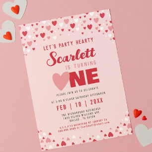 Invitation Saint-Valentin Premier anniversaire fête mignonne