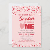 Invitation Saint-Valentin Premier anniversaire fête mignonne  (Devant)