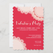 Invitation Saint Valentin Red White Doilies Party (Devant)