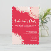 Invitation Saint Valentin Red White Doilies Party (Debout devant)