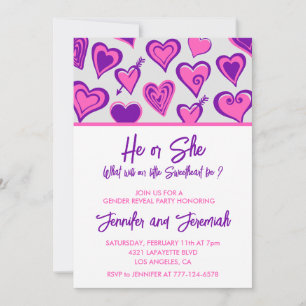 Invitation Saint-Valentin révélation du sexe chéri violet ros