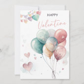 Invitation Saint-Valentin romantique avec ballons et cœurs (Devant)