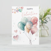 Invitation Saint-Valentin romantique avec ballons et cœurs (Debout devant)