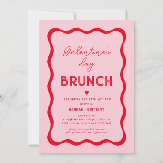 Invitation Saint-Valentin rose Brunch de Saint-Valentin (Devant)