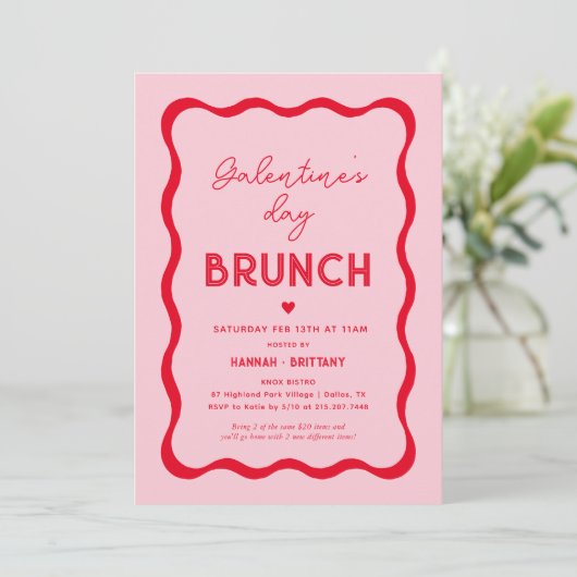 Invitation Saint-Valentin rose Brunch de Saint-Valentin (Debout devant)