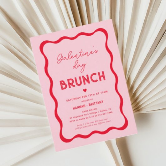 Invitation Saint-Valentin rose Brunch de Saint-Valentin