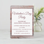 Invitation Saint Valentin Rose Gold Foil & Rustic Wood (Debout devant)