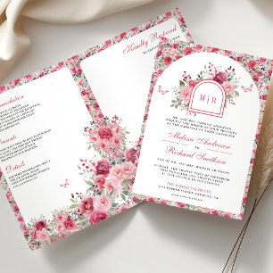Invitation Saint-Valentin Roses Roses rouges Papillon Mariage