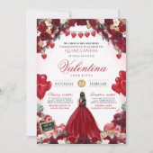 Invitation Saint Valentin Roses rouges Douce 15 Quinceanera (Devant)