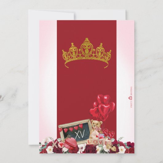 Invitation Saint Valentin Roses rouges Douce 15 Quinceanera (Dos)