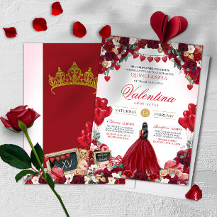 Invitation Saint Valentin Roses rouges Douce 15 Quinceanera