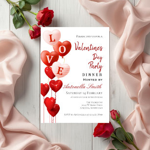 Invitation Saint-Valentin Rouge Cœur Amour