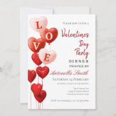 Invitation Saint-Valentin Rouge Cœur Amour (Devant)