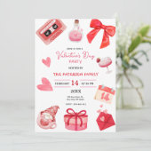 Invitation Saint Valentin Rouge Et Rose (Debout devant)