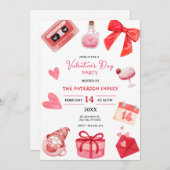 Invitation Saint Valentin Rouge Et Rose (Devant / Derrière)