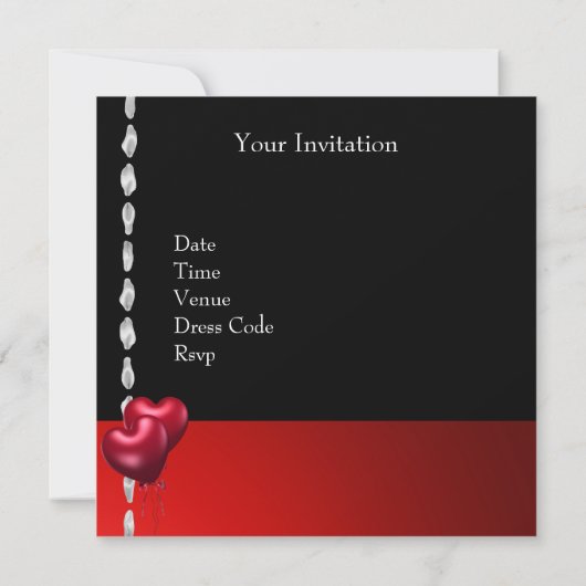 Invitation Saint Valentin Rouge Roses Ballons (Dos)