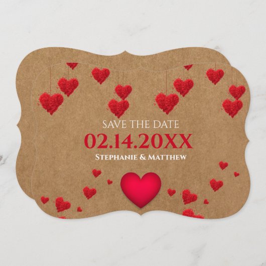 Invitation Saint Valentin Sauvez la date (Devant / Derrière)
