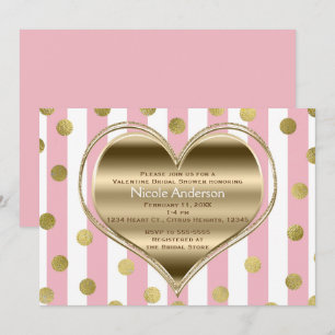 Invitation Saint-Valentin Silver Heart Rose & White Stripes