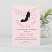 Invitation Saint-Valentin Talons Coeurs Noirs Pink (Debout devant)