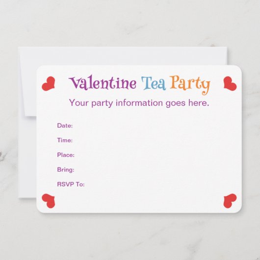 Invitation Saint-Valentin Tea Party (Dos)