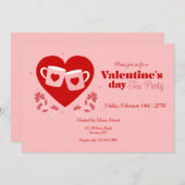 Invitation Saint Valentin Tea Party (Devant / Derrière)