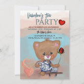 Invitation Saint Valentin Tea Party avec Teddy (Devant)