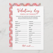 Invitation Saint Valentin Terminer mon phrase Jeu de fête Car (Devant / Derrière)