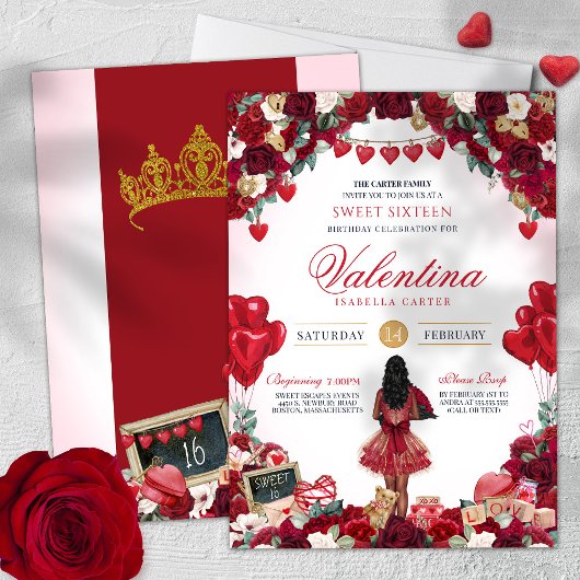 Invitation Saint Valentin Thème Sweet 16 Anniversaire
