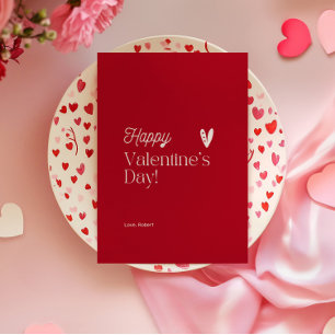 Invitation Saint-Valentin typographique cœur rouge et beige