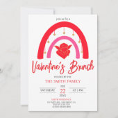 Invitation Saint Valentin's Brunch Arc-en-ciel rouge & Cupido (Devant)