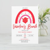 Invitation Saint Valentin's Brunch Arc-en-ciel rouge & Cupido (Debout devant)