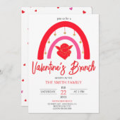 Invitation Saint Valentin's Brunch Arc-en-ciel rouge & Cupido (Devant / Derrière)