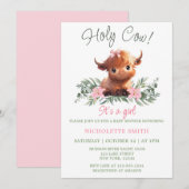 INVITATION SAINT VIN HIGHLAND MODERNE BABY SHOWER ROSE (Devant / Derrière)