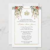 Invitation Sainte Communion catholique Élégant floral (Dos)