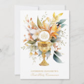 Invitation Sainte Communion catholique Élégante Eucharistie f (Devant)