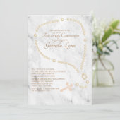 Invitation Sainte communion de perles de chapelet de perle (Debout devant)