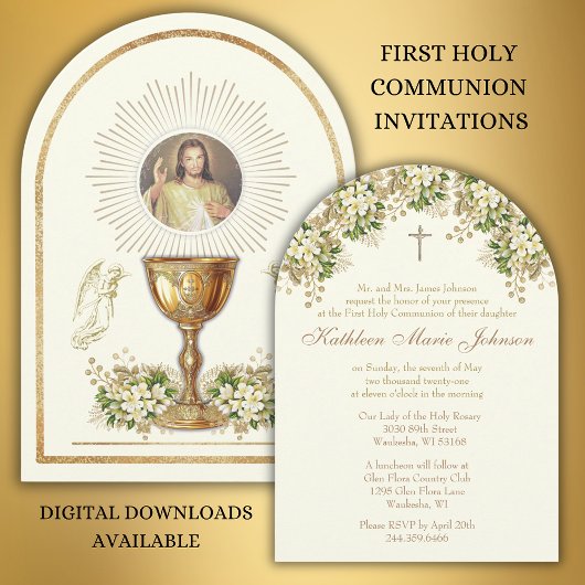 Invitation Sainte Communion Divine Miscy Floral