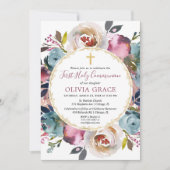 Invitation Sainte communion merlot de Bourgogne de bleu (Devant)