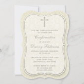 Invitation Sainte Communion Ou Confirmation Croisée Élégante (Devant)