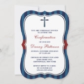 Invitation Sainte Communion Ou Confirmation De Croix Bleue Et (Devant)