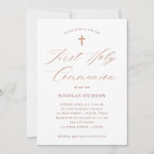 Invitation Sainte communion rose de la calligraphie | d'or de (Devant)