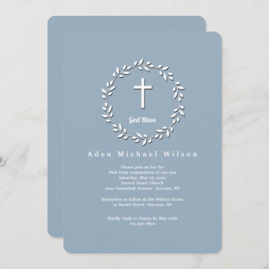 Invitation Sainte Croix couronne religieuse (Devant / Derrière)
